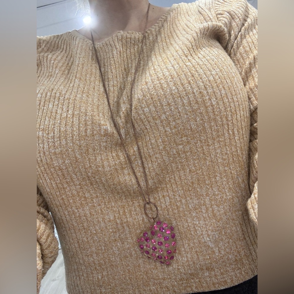 Vintage Betsey Johnson Acrylic Heart with pink rhinestones